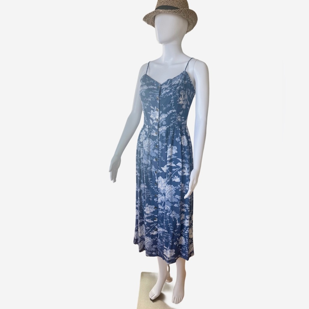 Floral Blue Spaghetti Strap Dress